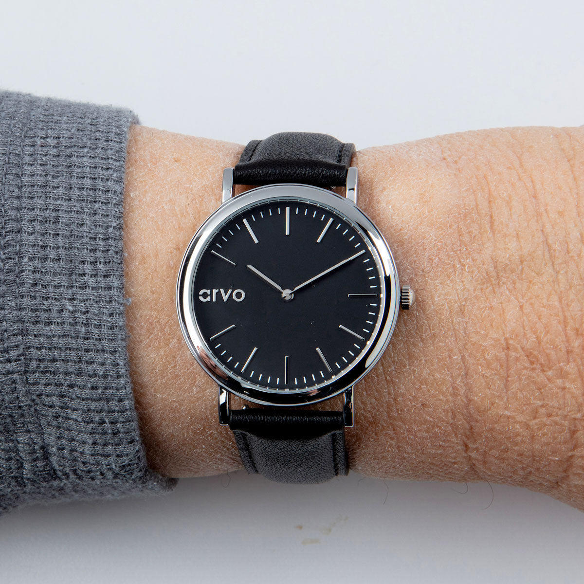 Arvo Black Time Sawyer Watch - Black Leather