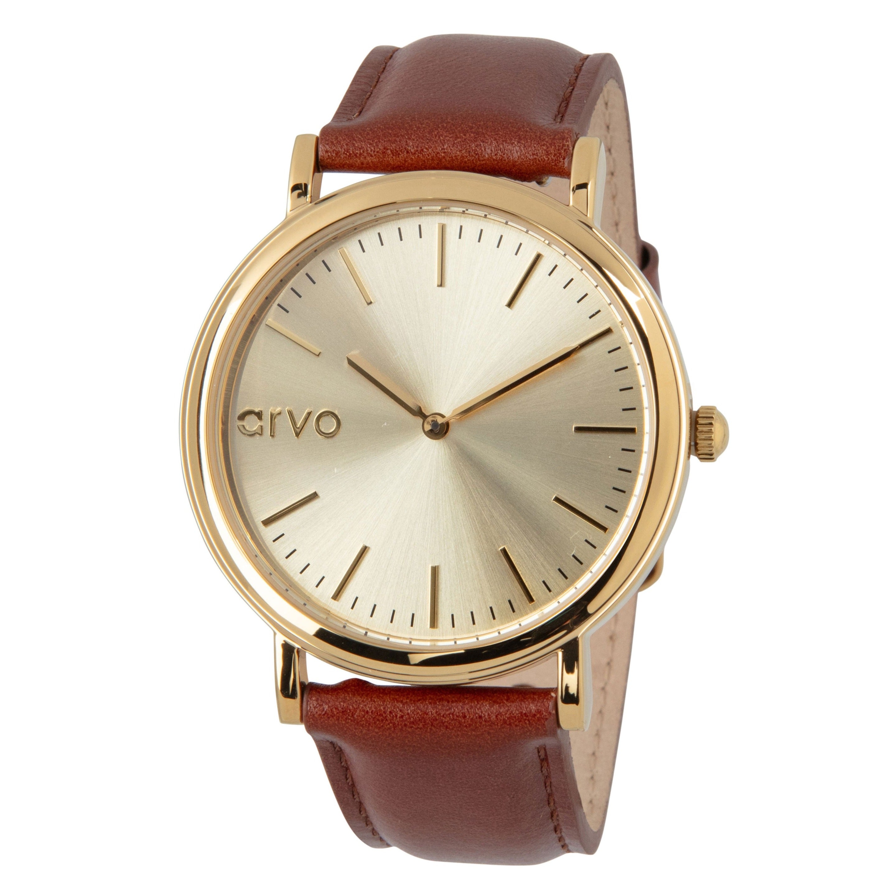 Arvo Gold Time Sawyer Watch Brown Leather Arvo