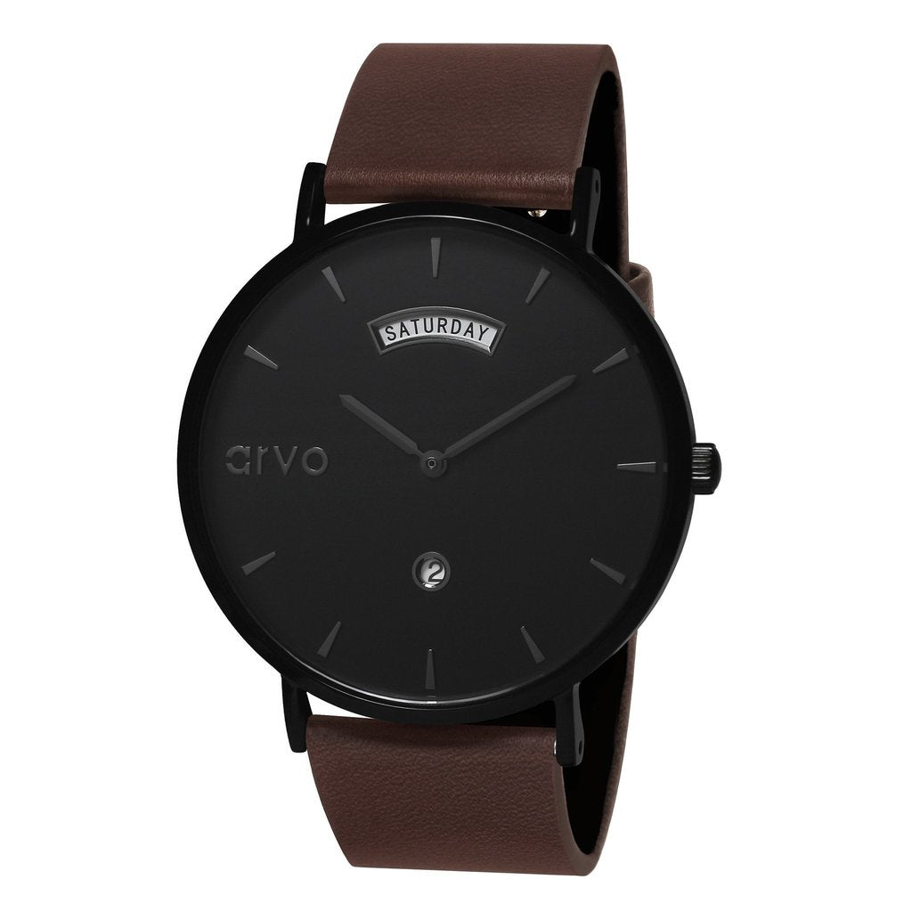 Arvo Black Awristacrat Watch - Saddle Leather