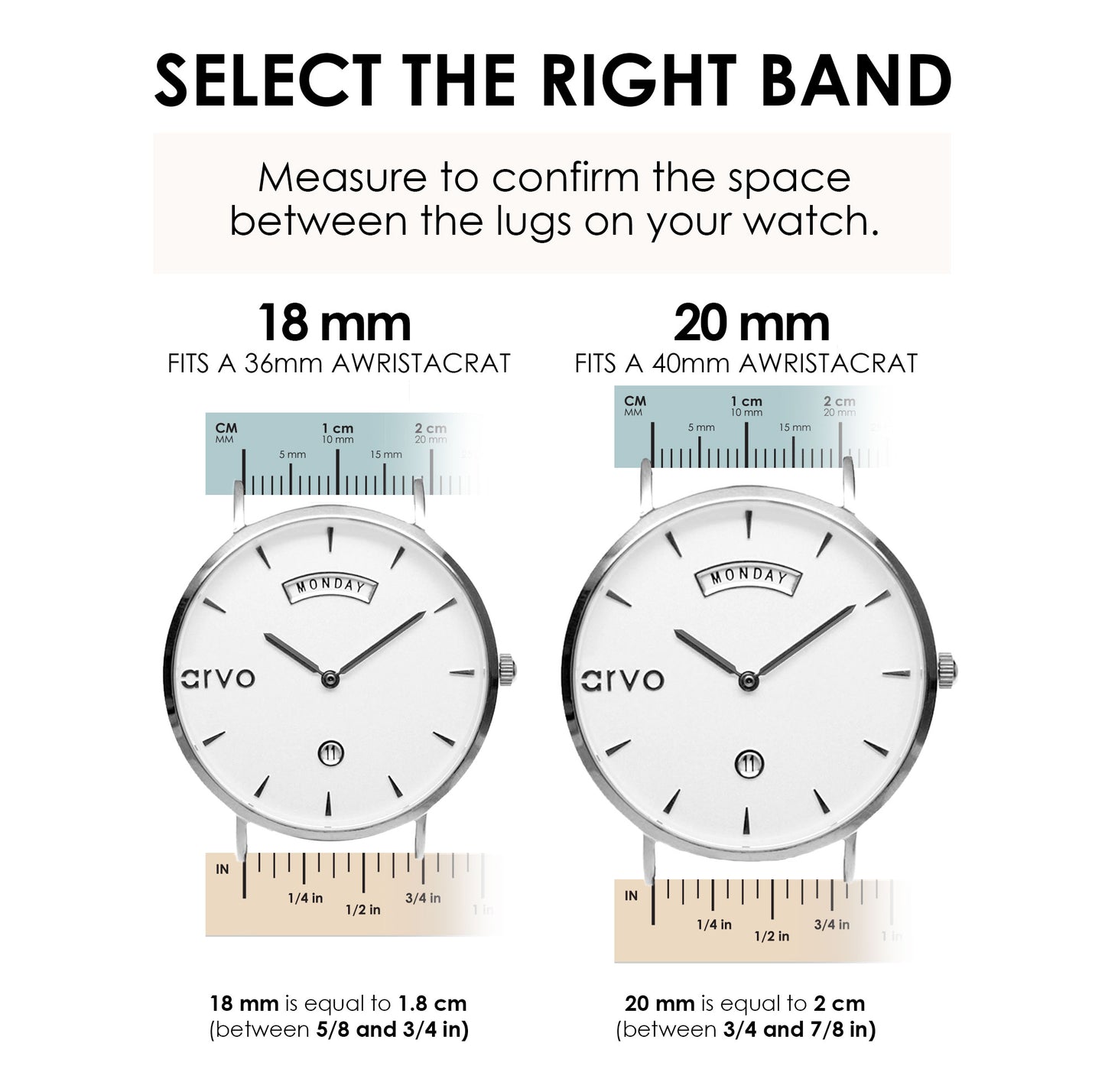 Awristacrat watch band sizing chart