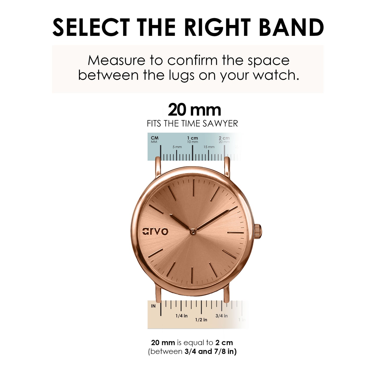 Time Sawyer watch band sizing chart